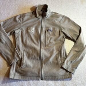 Patagonia Micro D Fleece Jacket Full Zip Gray Embroidered Bear Logo Men Size S